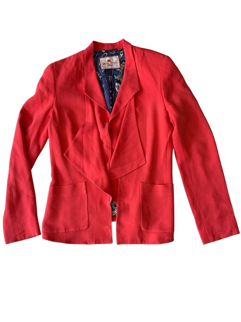 Etro Milano Women's Coral Open Front Blazer Size 38